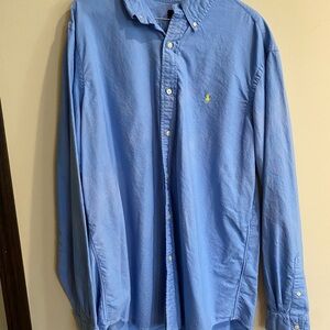 Ralph Lauren Blue Button-Down Shirt with Yellow Pony